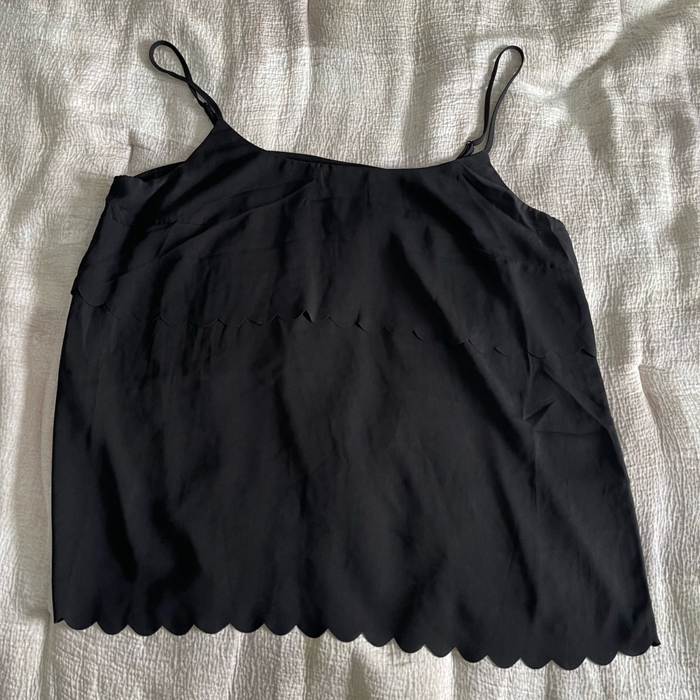 City Chic Size L/20 Solid Black Tank Top Scalloped Edge BNWOT
